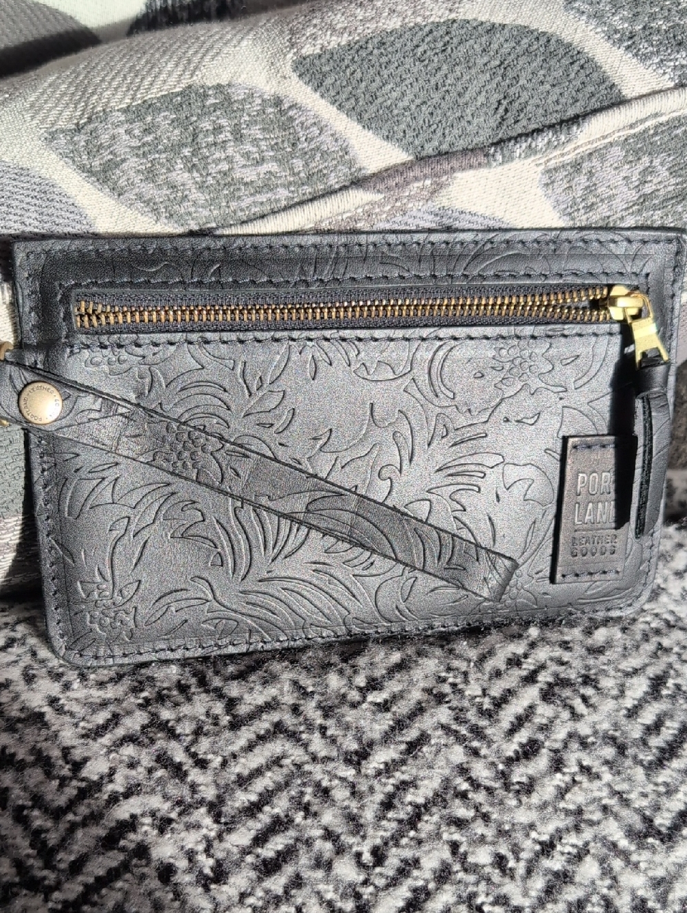 Portland Leather Black Dahlia Andriana Wristlet NWOT